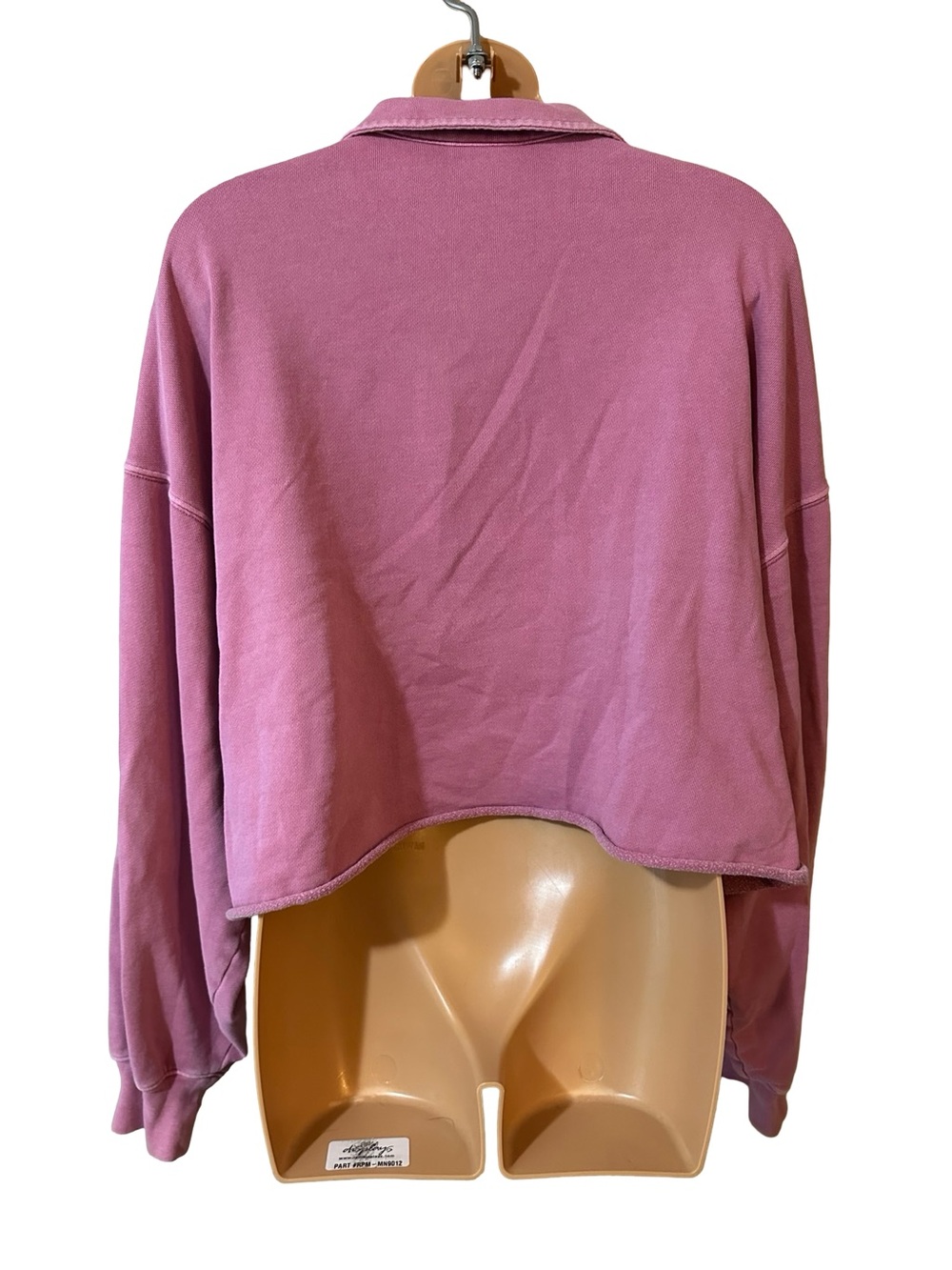 Champion Washed Henley Pullover Pink Cropped Collared Sweatshirt Preppy Grunge L - Picture 2 of 8